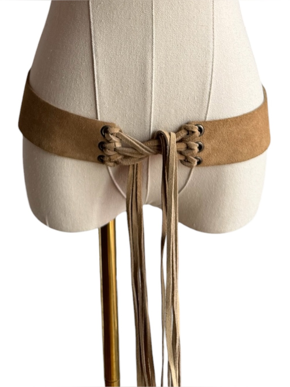 Y2K Suede Fringe Tie Belt Sz Small Low Rise Western Boho Festival Rave Vintage